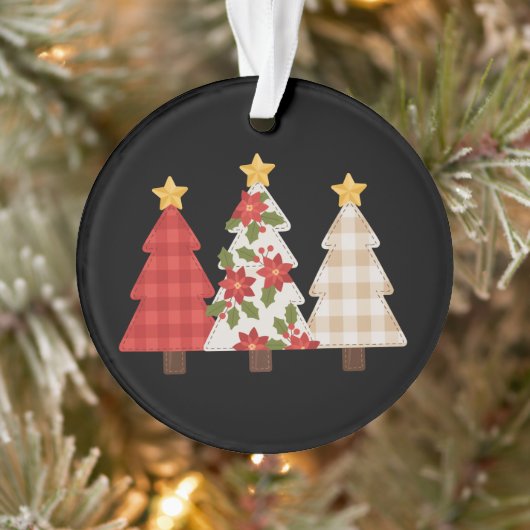 Christmas Tree Vintage Patchwork Cute Holiday  オーナメント (ツリー)