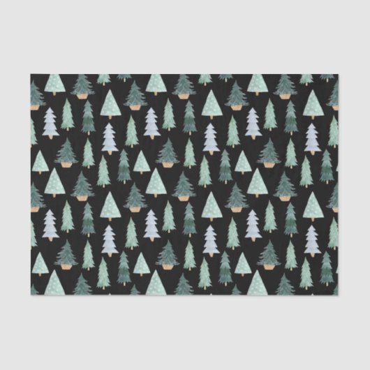 Christmas Tree Watercolor Pattern Tissue Paper 薄葉紙 (正面)