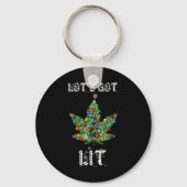 Christmas Tree Weed Leaf Pot Thc Gift Tee  キーホルダー (正面)