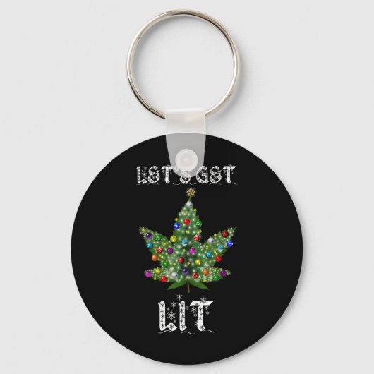 Christmas Tree Weed Leaf Pot Thc Gift Tee キーホルダー (正面)