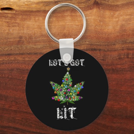 Christmas Tree Weed Leaf Pot Thc Gift Tee  キーホルダー (正面)