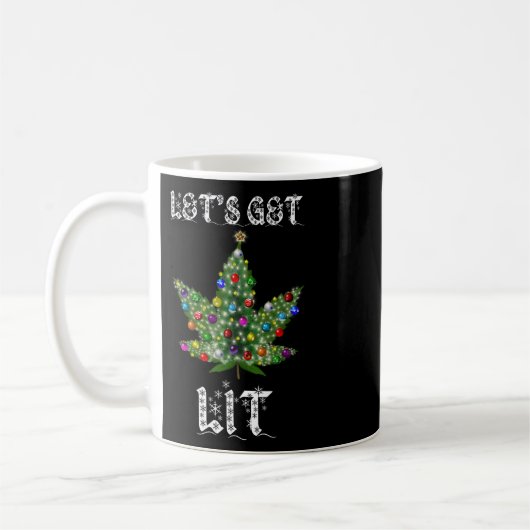 Christmas Tree Weed Leaf Pot Thc Gift Tee  コーヒーマグカップ (左)
