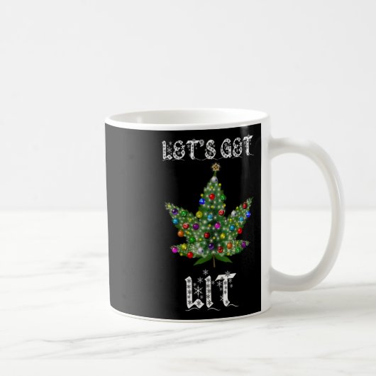 Christmas Tree Weed Leaf Pot Thc Gift Tee  コーヒーマグカップ (右)