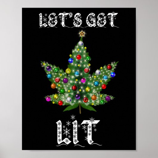 Christmas Tree Weed Leaf Pot Thc Gift Tee  ポスター (正面)