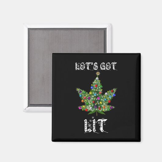 Christmas Tree Weed Leaf Pot Thc Gift Tee  マグネット (正面/裏面)