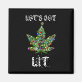 Christmas Tree Weed Leaf Pot Thc Gift Tee  マグネット (正面)