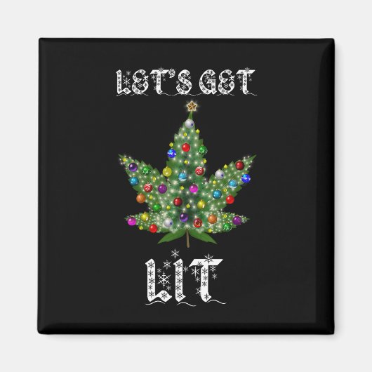 Christmas Tree Weed Leaf Pot Thc Gift Tee  マグネット (正面)