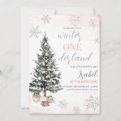Christmas Tree Winter Onderland Birthday 招待状 (正面)