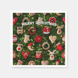 Christmas tree with felt toys スタンダードカクテルナプキン