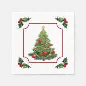 Christmas Tree with Holly スタンダードカクテルナプキン (正面)