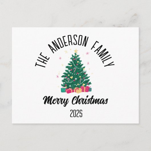 Christmas Tree With Lights Personalized Name シーズンポストカード (正面)