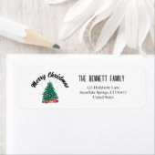 Christmas Tree With Lights Personalized Name ラベル (インサイチュ)