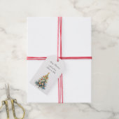 Christmas Tree with Orange Red Ornaments ギフトタグ (より糸付き)