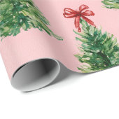 Christmas Tree with Red Bow | Pink Wrapping Paper ラッピングペーパー (ロールコーナー)