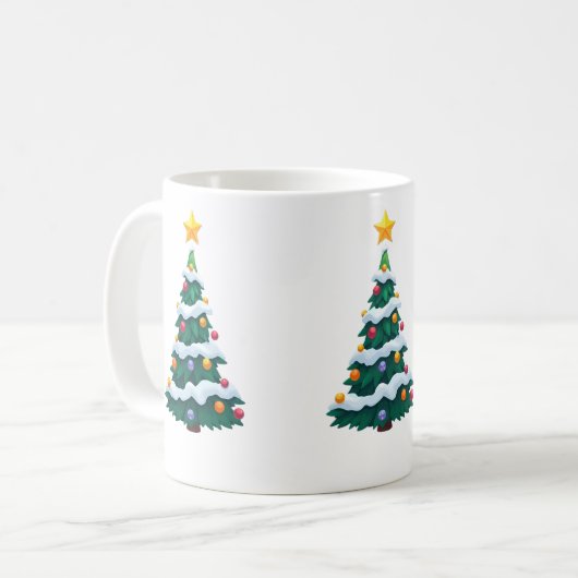 Christmas tree with Snow Mug コーヒーマグカップ (正面左)