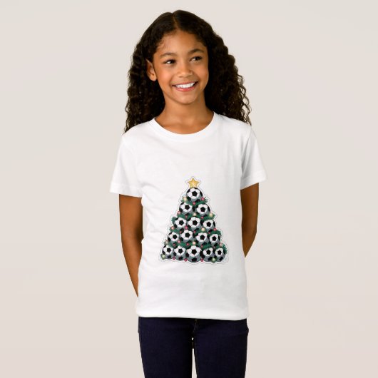 Christmas Tree with Soccer Balls Tシャツ (正面フル)