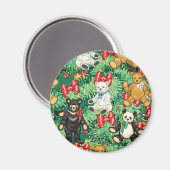 Christmas Tree with Teddy Bearオーナメント マグネット (正面/裏面)