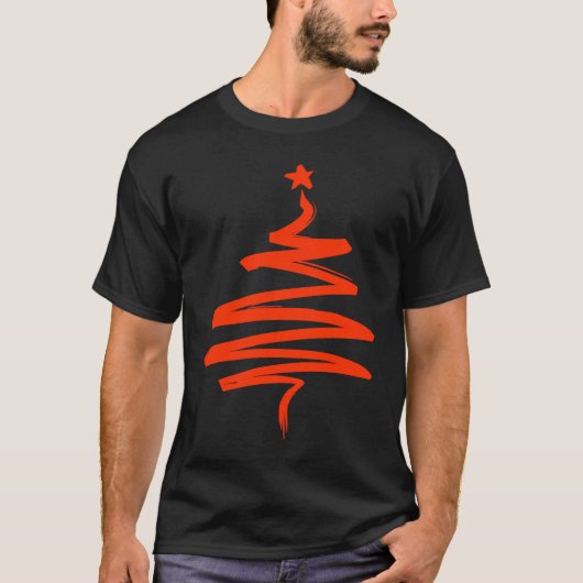 Christmas Tree Xmas Tree Orange Brush Stroke Men W Tシャツ (正面)