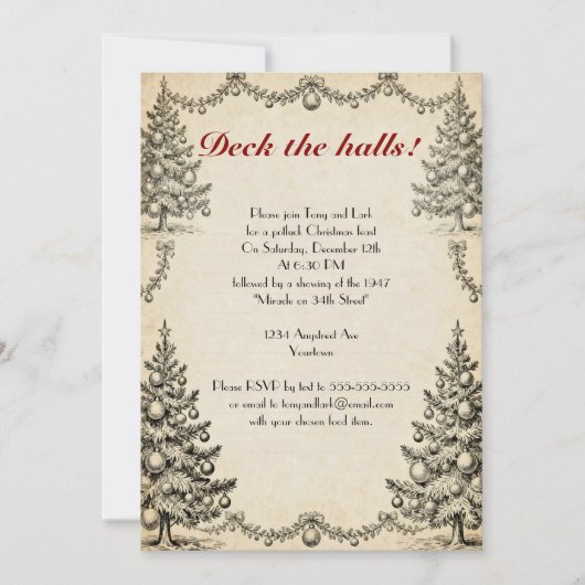 Christmas Trees and Garlands Holiday Party 招待状 (正面)