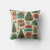 Christmas trees and presents art pattern クッション (正面)