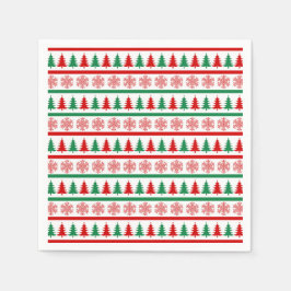 Christmas Trees and Snowflakes Print Paper Napkins スタンダードカクテルナプキン