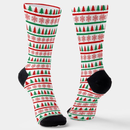 Christmas Trees and Snowflakes Print Socks ソックス (傾斜あり)