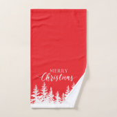 Christmas Trees Bath Towel Set Red and White バスタオルセット (ハンドタオル)