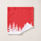 Christmas Trees Bath Towel Set Red and White バスタオルセット (ウォッシュタオル)
