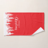 Christmas Trees Bath Towel Set Red and White バスタオルセット (ハンドタオル)