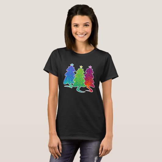 Christmas Trees Cat Lizard Dinosaur Rat Blue Green Tシャツ (正面フル)
