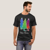 Christmas Trees Cat Lizard Dinosaur Rat Blue Green Tシャツ (正面フル)