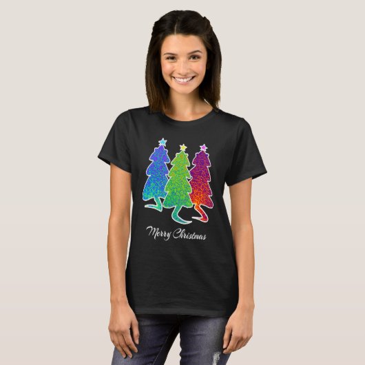 Christmas Trees Cat Lizard Dinosaur Rat Blue Green Tシャツ (正面フル)