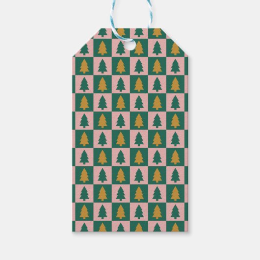 Christmas trees checkerboard ギフトタグ (正面)