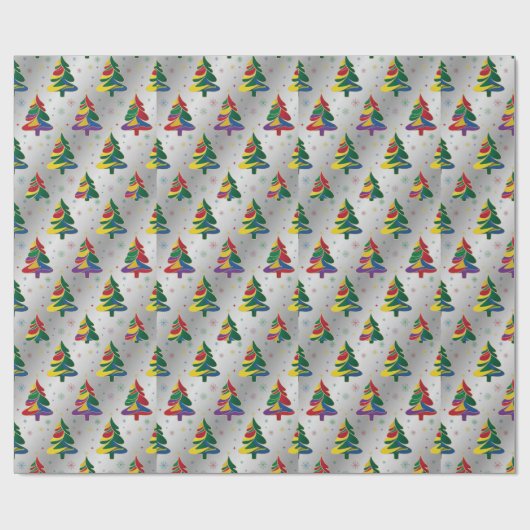Christmas Trees Colourful Xmas ラッピングペーパー (フラット)