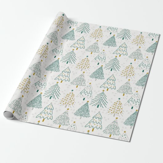 Christmas Trees Gift Wrapping Paper ラッピングペーパー (アンロールド)
