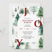 Christmas Trees Greenery Red Joy Holiday Party 招待状 (正面)
