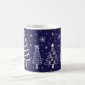 Christmas Trees in Snow Chalk Board Blue and White コーヒーマグカップ (中央)