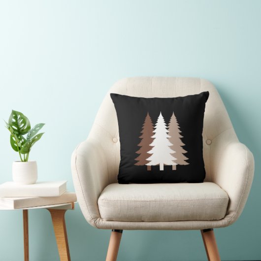Christmas Trees In White & Chocolate Brown Tones クッション (椅子)