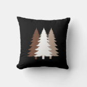 Christmas Trees In White & Chocolate Brown Tones クッション (正面)
