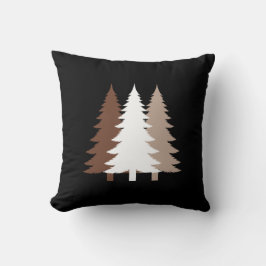 Christmas Trees In White & Chocolate Brown Tones クッション