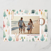 Christmas Trees Joy Photo Holiday Gold Foil Card 箔シーズンカード (正面)