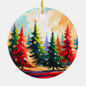 Christmas Trees Landscape Painting  Ceramic セラミックオーナメント (裏面)