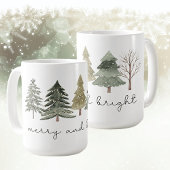 Christmas Trees Merry & Bright Ceramig Mug コーヒーマグカップ