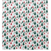 Christmas Trees Nordic Pine Forest Modern Pattern シャワーカーテン (正面)