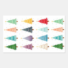  Christmas trees, Ornaments for a Joyful Season  長方形シール