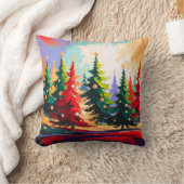 Christmas Trees painting Landscape   クッション (ブランケット)