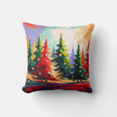 Christmas Trees painting Landscape   クッション (正面)