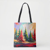 Christmas Trees painting Landscape   トートバッグ (正面)