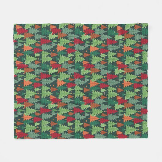 Christmas Trees Pattern フリースブランケット (正面(横))