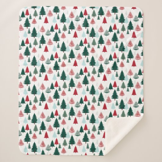 Christmas Trees Pine Forest Cozy Patterned シェルパブランケット (正面)